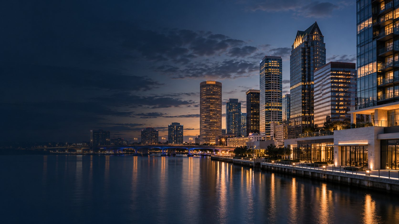 Tampa skyline at twilight.