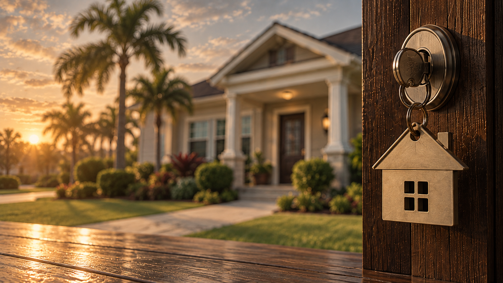 Residential home and key representing VA home-loan planning.