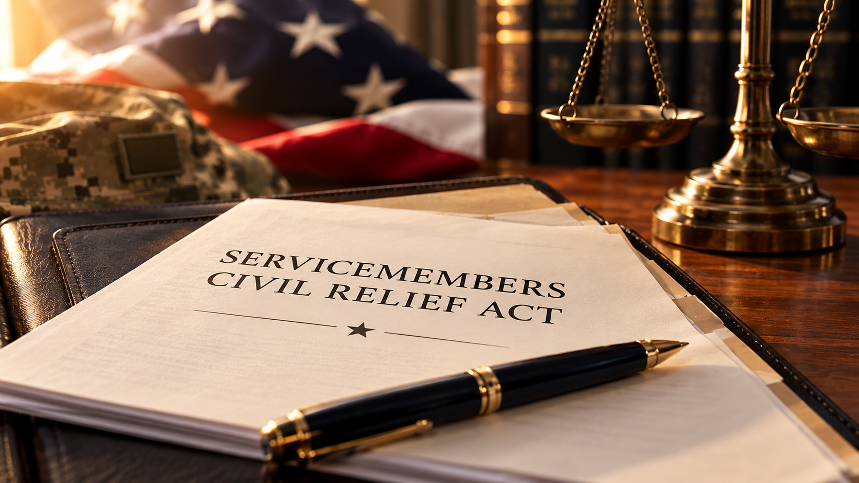 Legal-resource imagery representing servicemember protections.